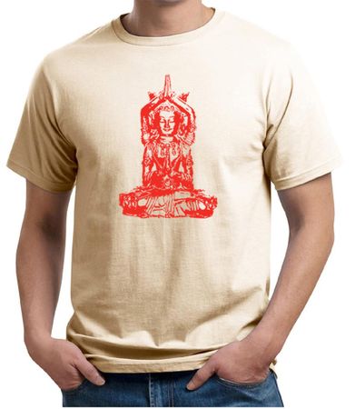 Mens Yoga Shirt Red Tara Organic Tee T-Shirt