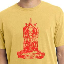 Mens Yoga Shirt Red Tara Pigment Dyed Tee T-Shirt