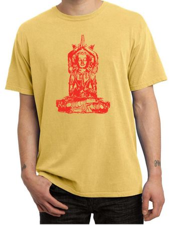 Mens Yoga Shirt Red Tara Pigment Dyed Tee T-Shirt