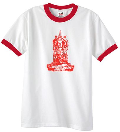 Mens Yoga Shirt Red Tara Ringer Tee T-Shirt