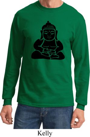Mens Yoga Shirt Shadow Buddha Long Sleeve Tee T-Shirt