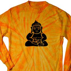 Mens Yoga Shirt Shadow Buddha Long Sleeve Tie Dye Tee T-shirt