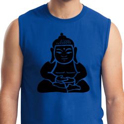 Mens Yoga Shirt Shadow Buddha Muscle Tee T-Shirt