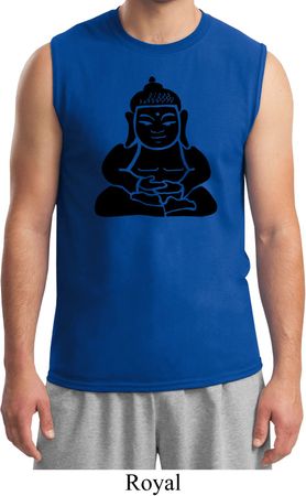 Mens Yoga Shirt Shadow Buddha Muscle Tee T-Shirt