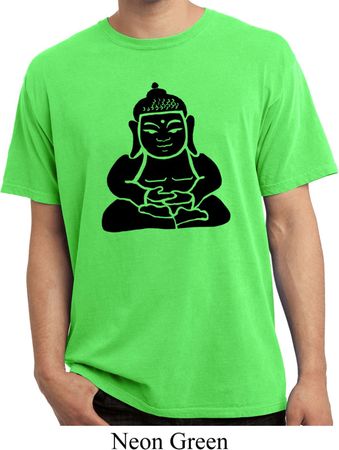 Mens Yoga Shirt Shadow Buddha Pigment Dyed Tee T-Shirt