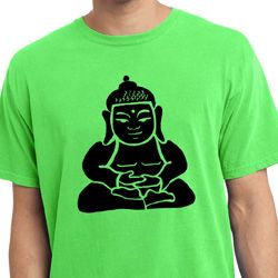 Mens Yoga Shirt Shadow Buddha Pigment Dyed Tee T-Shirt
