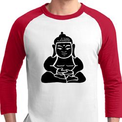 Mens Yoga Shirt Shadow Buddha Raglan Tee T-Shirt