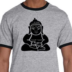 Mens Yoga Shirt Shadow Buddha Ringer Tee T-Shirt