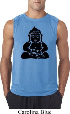 Mens Yoga Shirt Shadow Buddha Sleeveless Tee T-Shirt