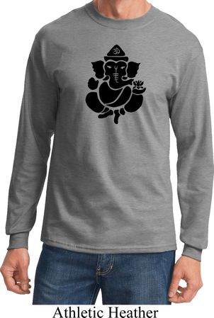 Mens Yoga Shirt Shadow Ganesha Long Sleeve Tee T-Shirt
