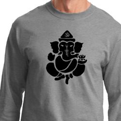 Mens Yoga Shirt Shadow Ganesha Long Sleeve Tee T-Shirt