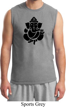 Mens Yoga Shirt Shadow Ganesha Muscle Tee T-Shirt