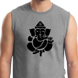 Mens Yoga Shirt Shadow Ganesha Muscle Tee T-Shirt
