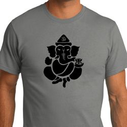 Mens Yoga Shirt Shadow Ganesha Organic Tee T-Shirt