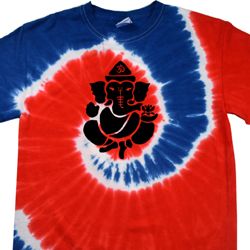 Mens Yoga Shirt Shadow Ganesha Patriotic Tie Dye Tee T-shirt