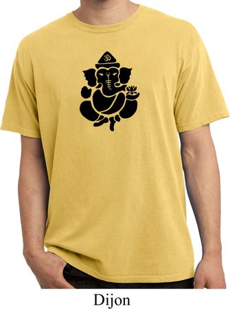 Mens Yoga Shirt Shadow Ganesha Pigment Dyed Tee T-Shirt