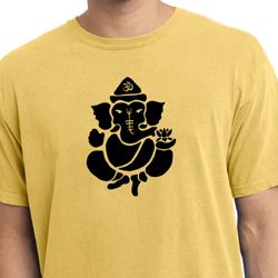 Mens Yoga Shirt Shadow Ganesha Pigment Dyed Tee T-Shirt
