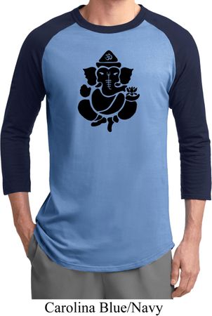 Mens Yoga Shirt Shadow Ganesha Raglan Tee T-Shirt