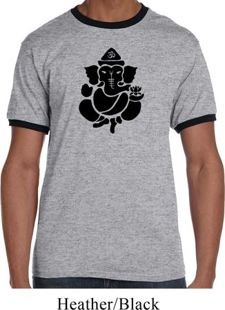 Mens Yoga Shirt Shadow Ganesha Ringer Tee T-Shirt
