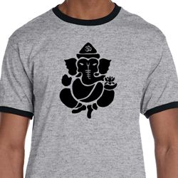 Mens Yoga Shirt Shadow Ganesha Ringer Tee T-Shirt