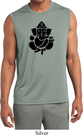 Mens Yoga Shirt Shadow Ganesha Sleeveless Moisture Wicking Tee