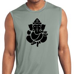 Mens Yoga Shirt Shadow Ganesha Sleeveless Moisture Wicking Tee