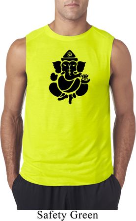Mens Yoga Shirt Shadow Ganesha Sleeveless Tee T-Shirt