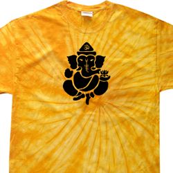 Mens Yoga Shirt Shadow Ganesha Spider Tie Dye Tee T-shirt