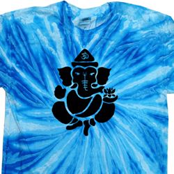 Mens Yoga Shirt Shadow Ganesha Twist Tie Dye Tee T-shirt