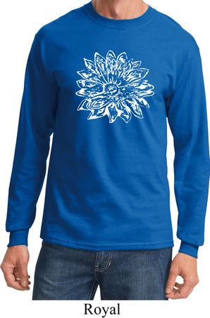 Mens Yoga Shirt Sketch Lotus Long Sleeve Tee T-Shirt