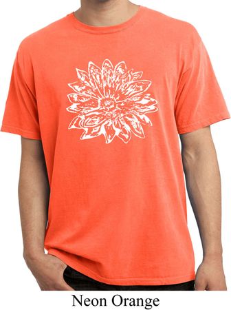 Mens Yoga Shirt Sketch Lotus Pigment Dyed Tee T-Shirt