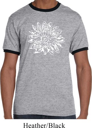 Mens Yoga Shirt Sketch Lotus Ringer Tee T-Shirt