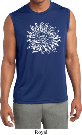 Mens Yoga Shirt Sketch Lotus Sleeveless Moisture Wicking Tee