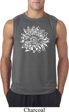 Mens Yoga Shirt Sketch Lotus Sleeveless Tee T-Shirt