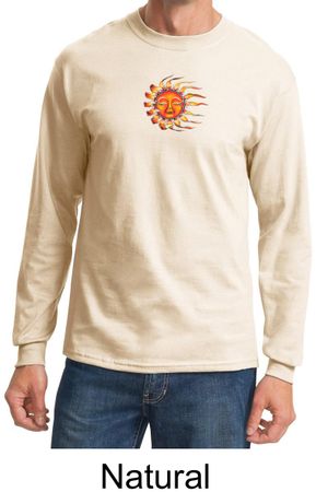 Mens Yoga Shirt Sleeping Sun Meditation Adult Long Sleeve Shirt