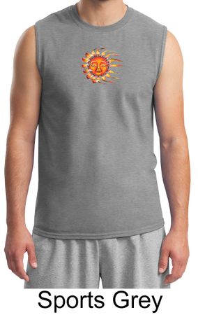 Mens Yoga Shirt Sleeping Sun Meditation Adult Muscle Shirt