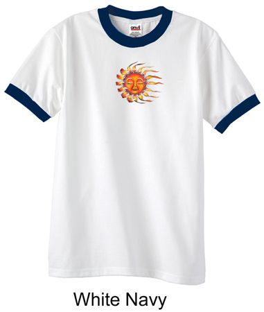 Mens Yoga Shirt Sleeping Sun Meditation Adult Ringer Shirt