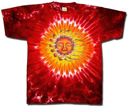 Mens Yoga Shirt - Sleeping Sun Red Hot Tie Dye Tee