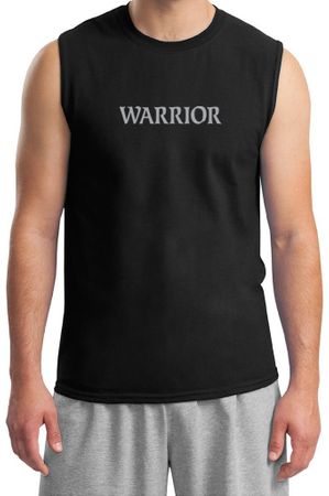 Mens Yoga Shirt Warrior Text Muscle Tee T-Shirt