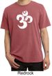Mens Yoga Shirt White Distressed OM Pigment Dyed Tee T-Shirt