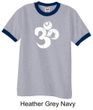 Mens Yoga Shirt White Distressed OM Ringer Tee T-Shirt