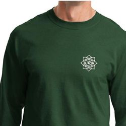 Mens Yoga Shirt White Lotus OM Pocket Print Long Sleeve Tee T-Shirt Mens Yoga Shirt White Lotus OM Pocket Print Long Sleeve Tee T-Shirt