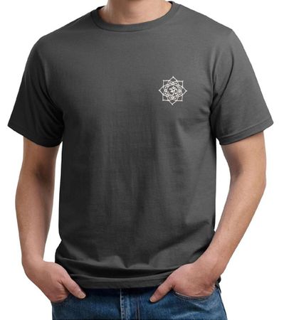 Mens Yoga Shirt White Lotus OM Pocket Print Organic Tee T-Shirt