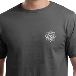 Mens Yoga Shirt White Lotus OM Pocket Print Organic Tee T-Shirt Mens Yoga Shirt White Lotus OM Pocket Print Organic Tee T-Shirt