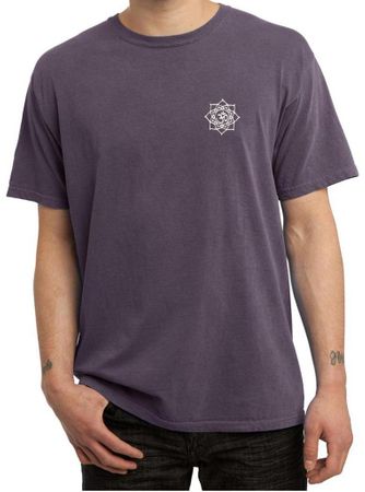 Mens Yoga Shirt White Lotus OM Pocket Print Pigment Dyed Tee T-Shirt