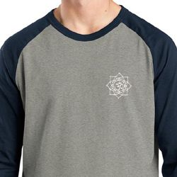 Mens Yoga Shirt White Lotus OM Pocket Print Raglan Tee T-Shirt Mens Yoga Shirt White Lotus OM Pocket Print Raglan Tee T-Shirt