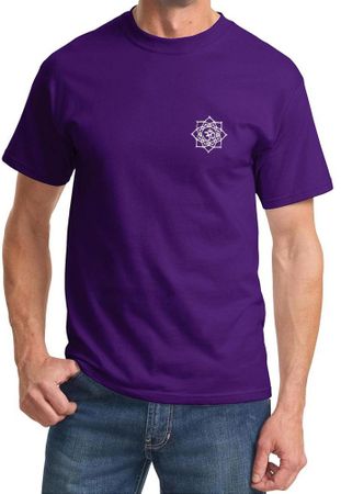 Mens Yoga Shirt White Lotus OM Pocket Print Tee T-Shirt