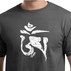 Mens Yoga Shirt White Tibetan Om Organic Tee T-Shirt