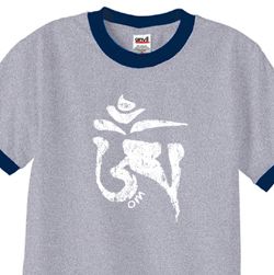 Mens Yoga Shirt White Tibetan Om Ringer Tee T-Shirt
