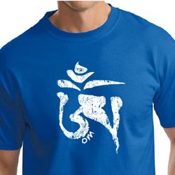 Mens Yoga Shirt White Tibetan Om Tall Tee T-Shirt